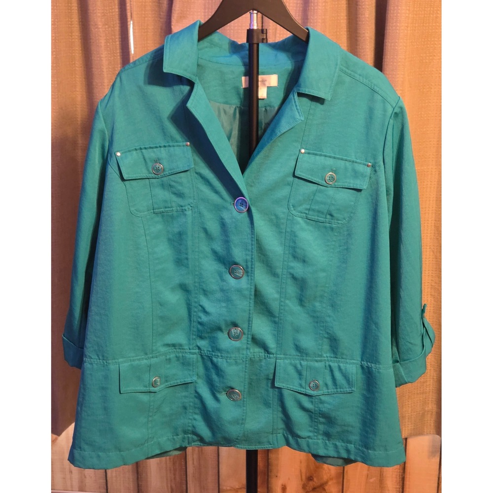 Cj Banks‎ Button Down Jacket Overcoat Womens Size 3X Teal